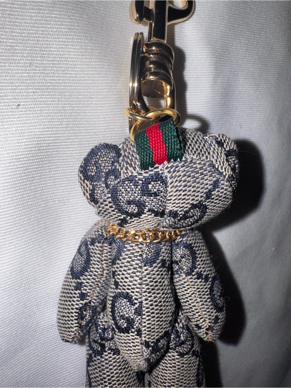 Gucci Navy & Beige Teddy Bear Keychain - Designer Charm - Picture 5 of 8